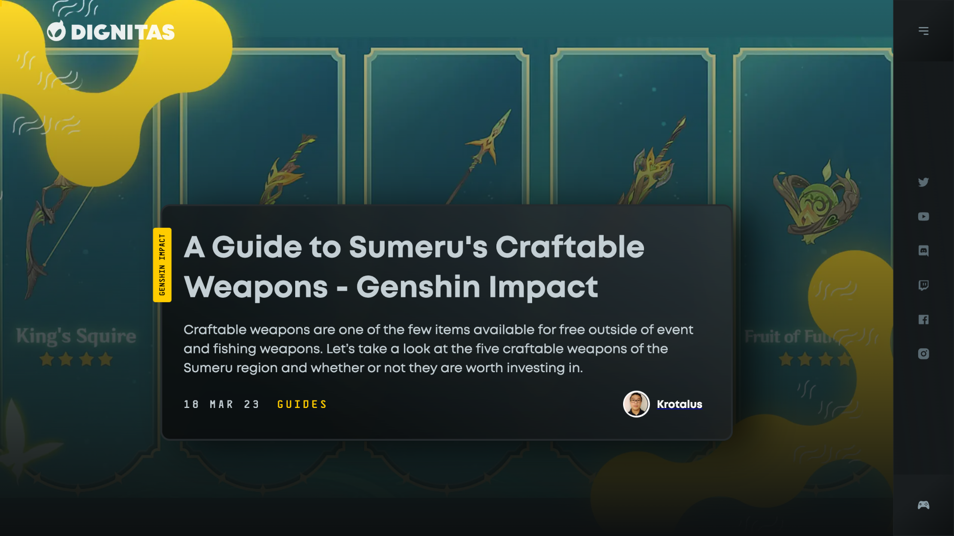Dignitas Article Page Screenshot A screenshot from a dignitas.gg article page. The heading for an article with a large image in the background.